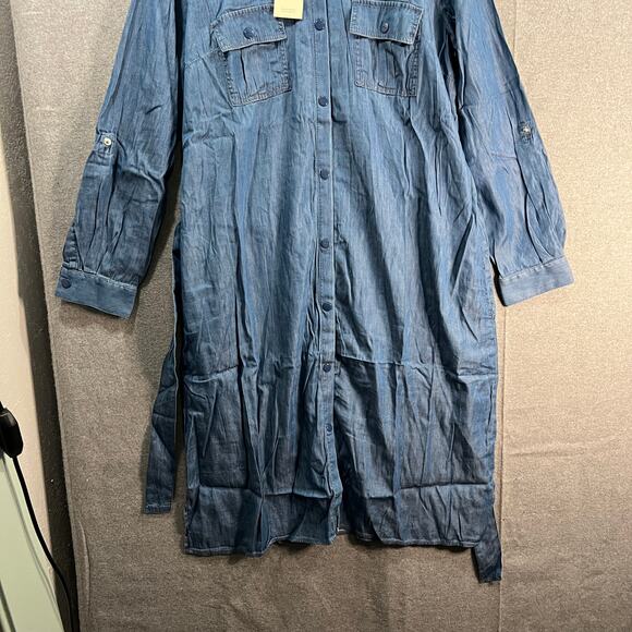 Laurie Felt Women Dress Size Medium Blue Denim Duster Dress - Picture 5 of 15